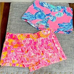 Lilli Pulitzer Girls Shorts 2-Pack: Pink Little Liza Sun & Callahan. Size: 10